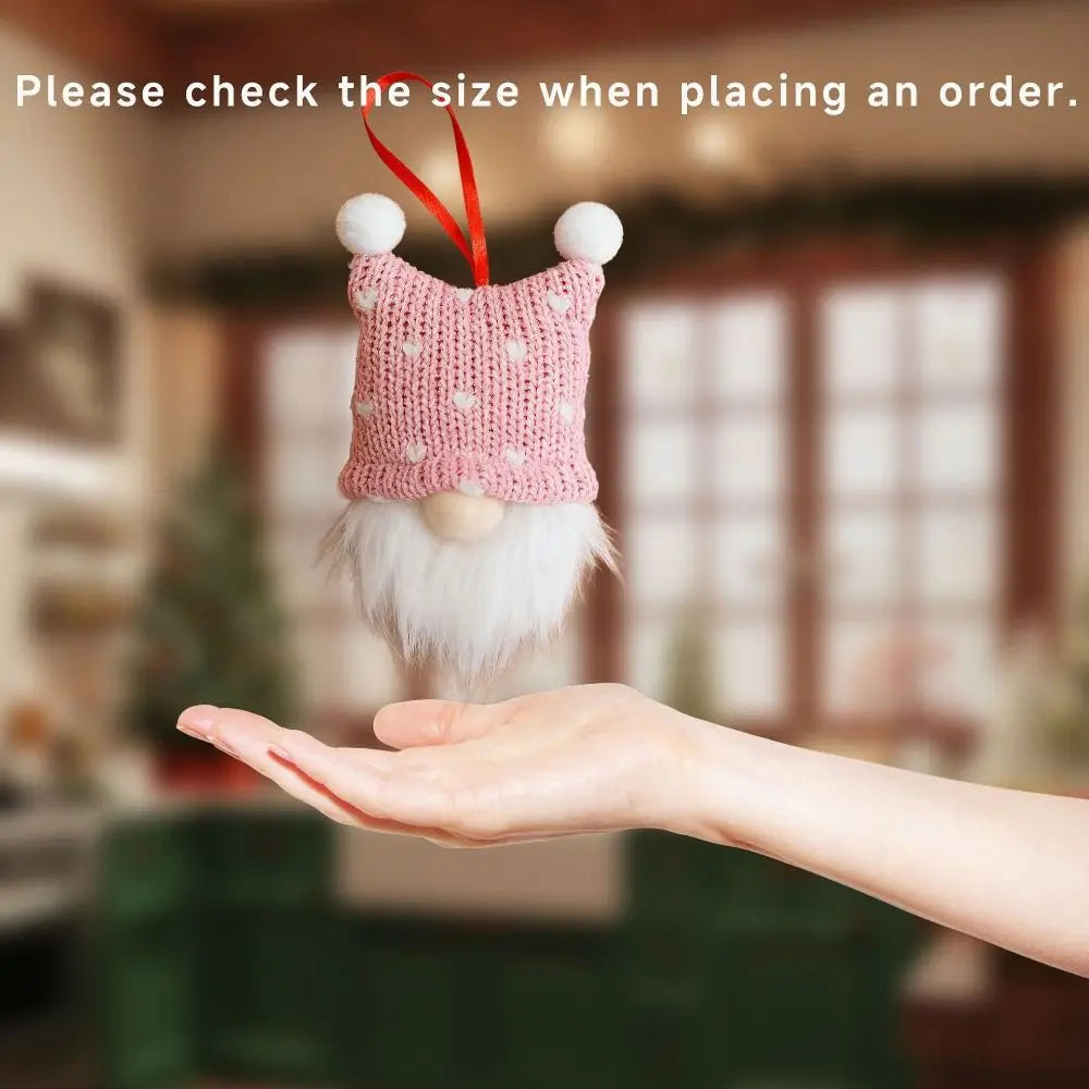 Nordic Knitted Christmas Gnome Ornaments – Red & Grey 3-Pack