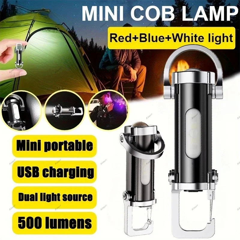 Rechargeable LED Keychain Flashlight – 7-Mode EDC Work Light