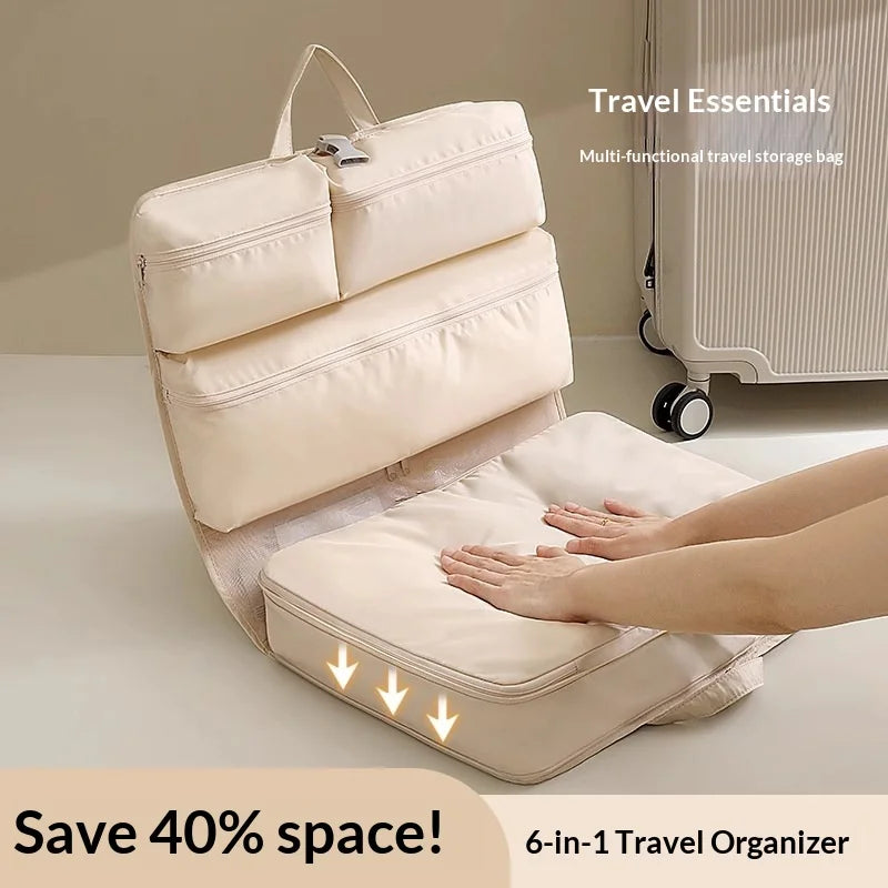 Travel Compression Packing Cubes Set – 6-Piece Foldable Organizers