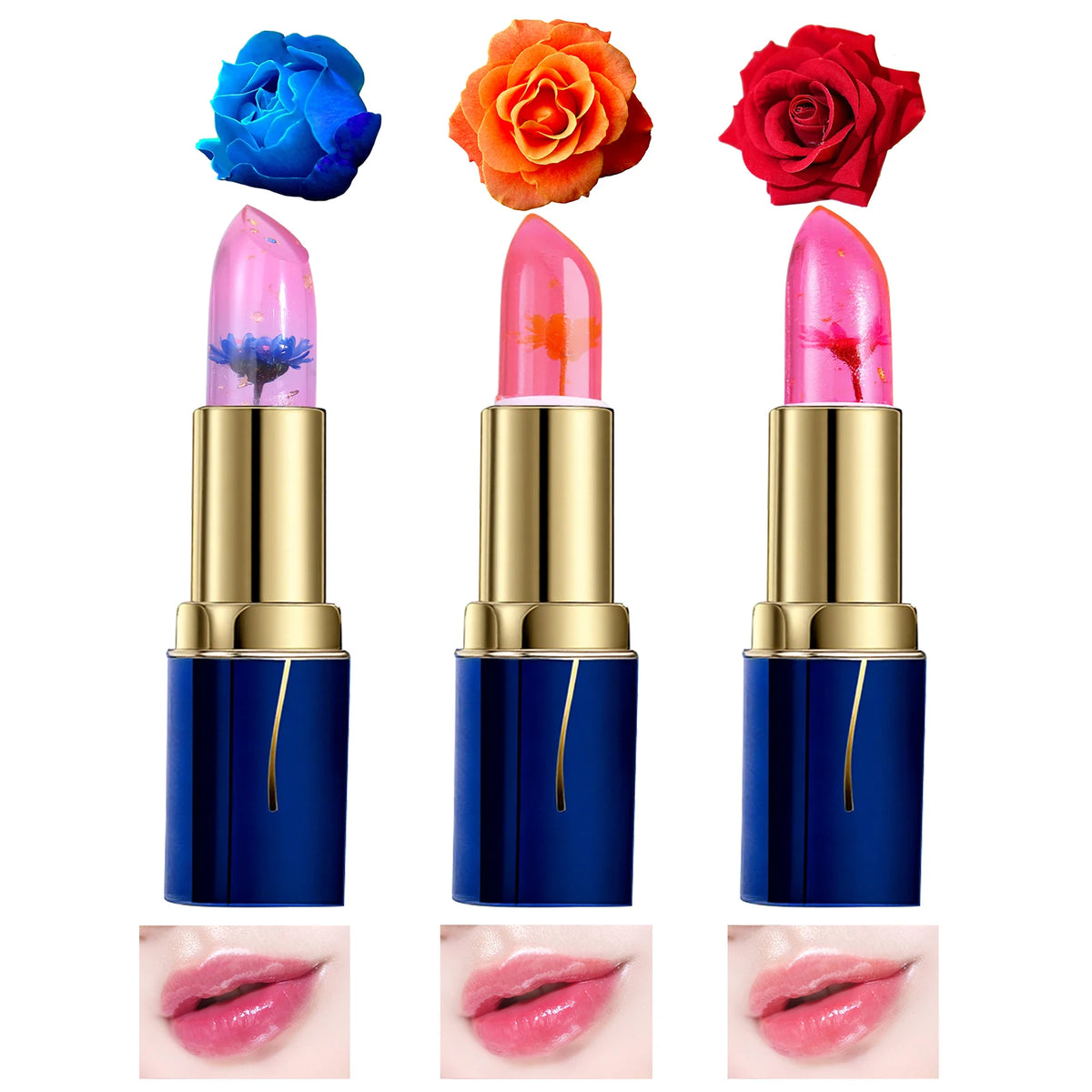 ZaiDoc 3-Pack PH Color Changing Jelly Crystal Lipstick Set