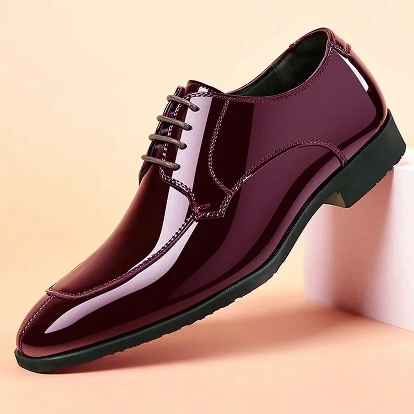 Men's Patent Leather Oxford Shoes – Pointed Toe Formal