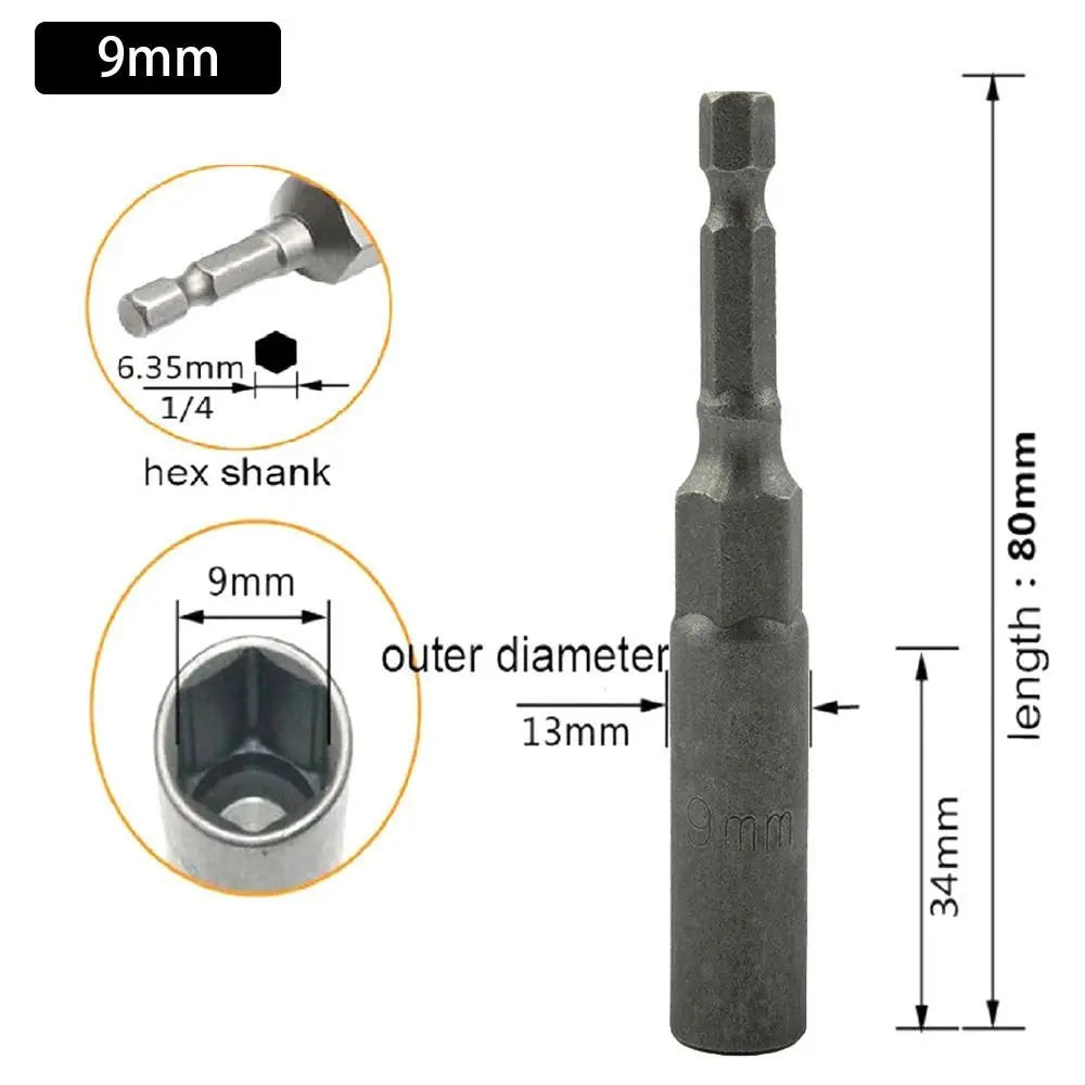 Magnetic Hex Nut Driver Drill Bit Adapter 1/4" – 5.5–19mm