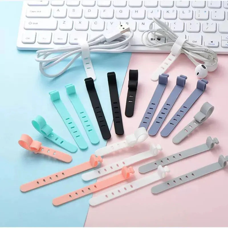 10-Pack Silicone Cable Ties – Cord & Wire Organizer Clips