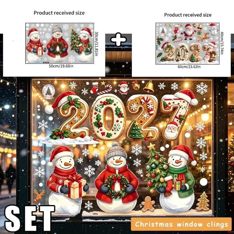 Christmas Window Clings – Santa, Snowman & Snowflake Stickers