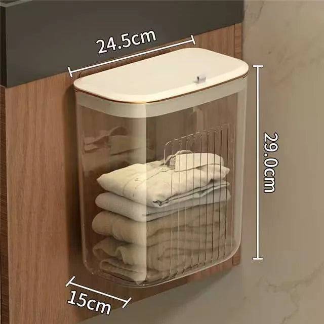 Wall-Mounted Laundry Hamper with Lid | No-Drill Hanging Basket