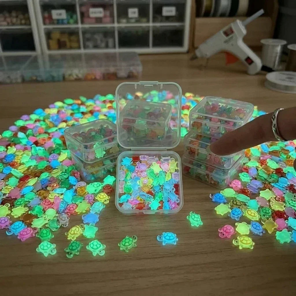 100pcs Glow-in-the-Dark Turtle Resin Nail Art Charms | DIY