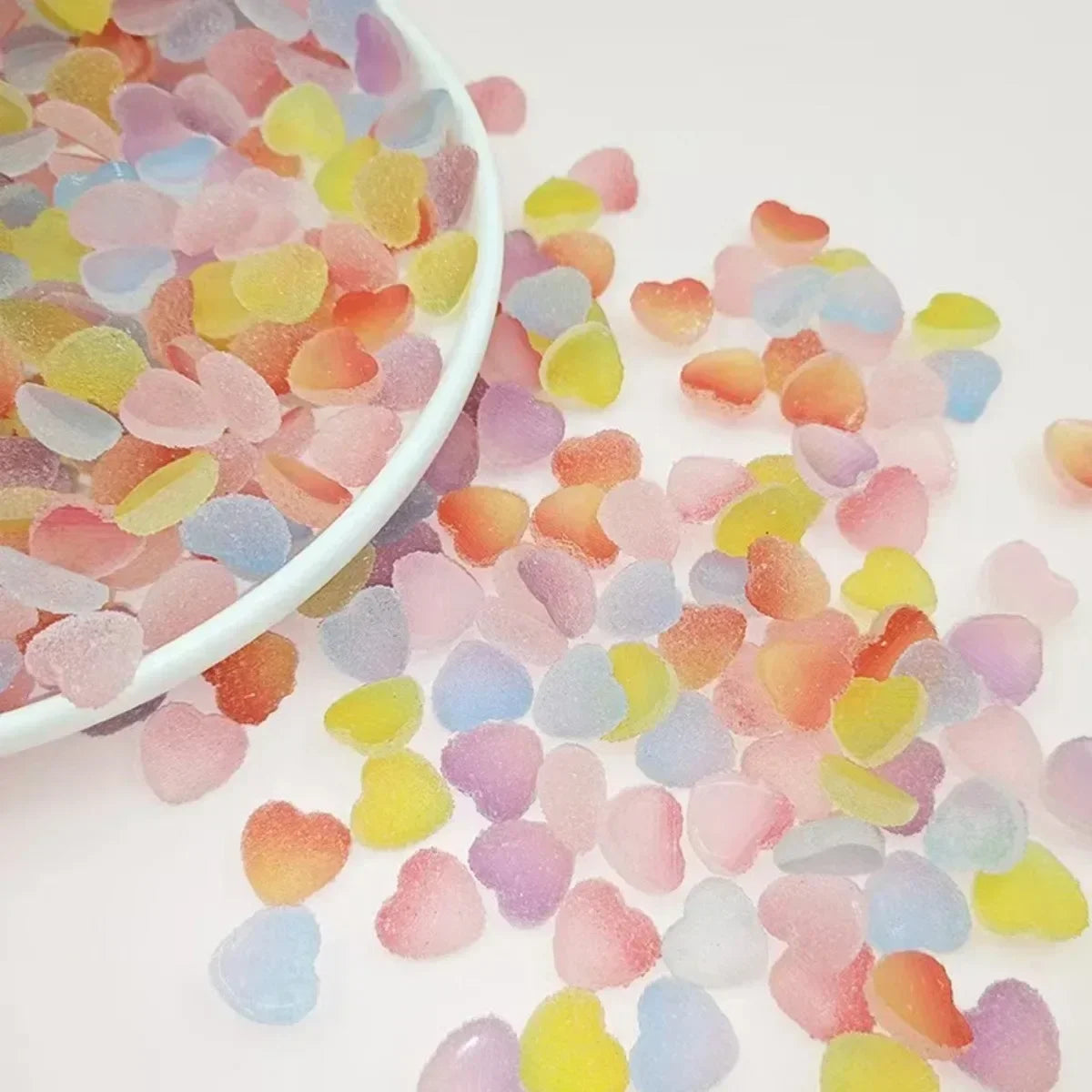 50-Piece Gradient Star & Heart Nail Charms – Resin Cabochon Set