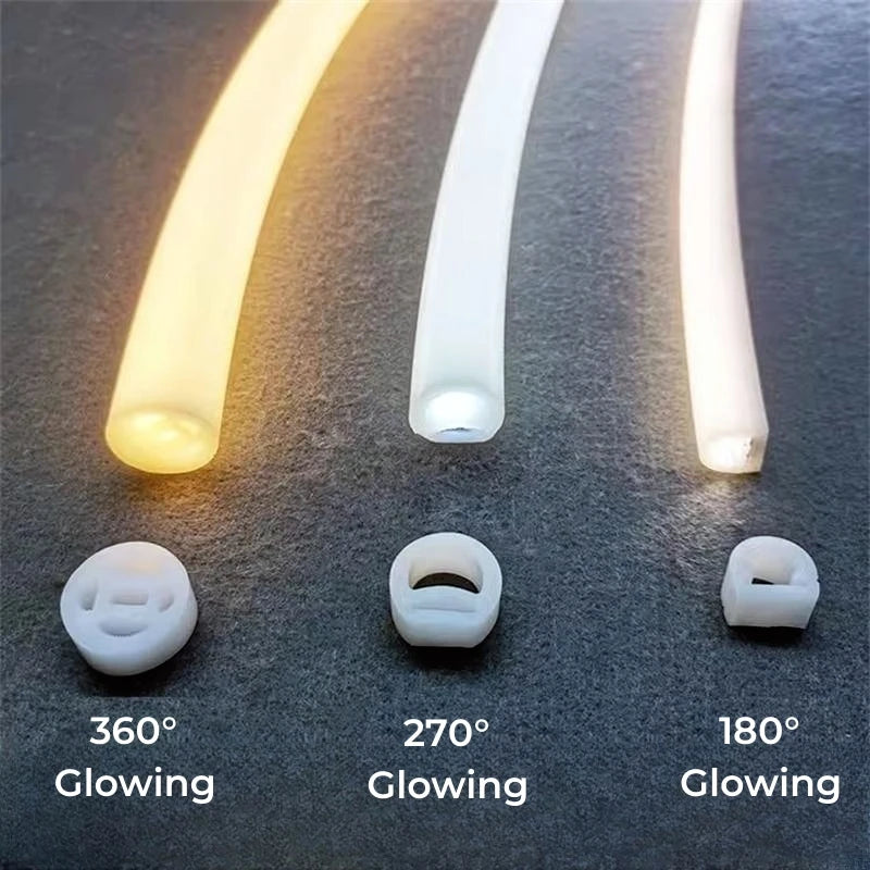 270°/360° Flexible LED Neon Silicone Rope Light DC12V IP67