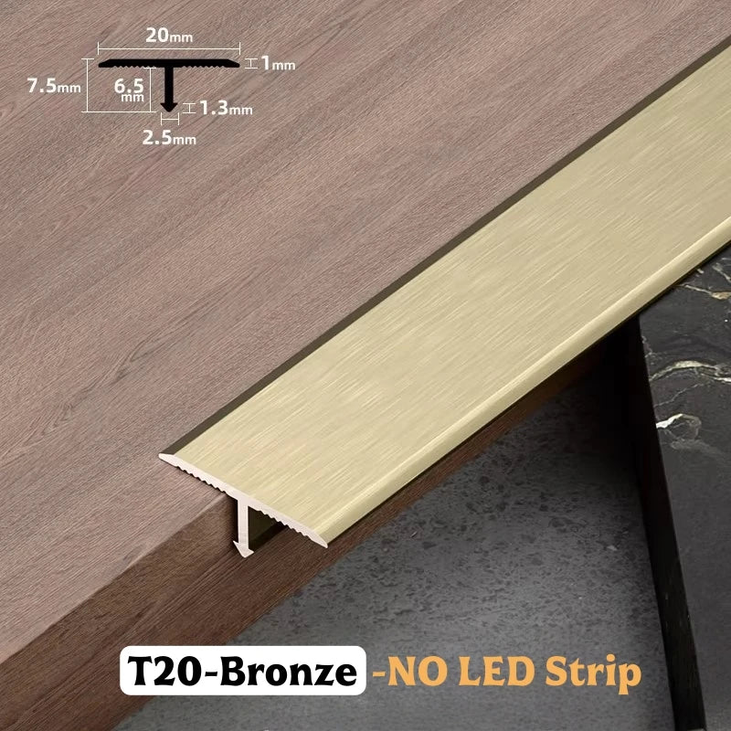 T-Shape Aluminum Floor Transition Strip | Tile Gap Edge Profile
