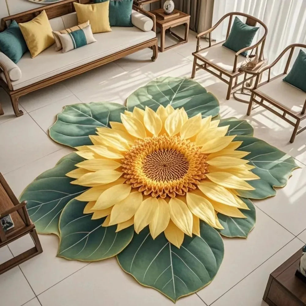 Sunflower Shape Soft Non-Slip Floor Mat – 60x60cm Absorbent Rug