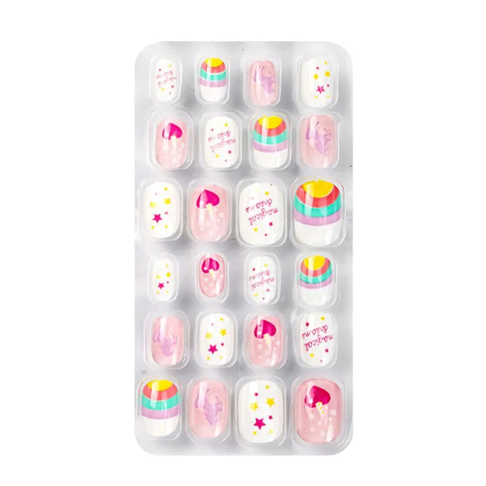 24-Pc Cartoon Y2K Press-On False Nails | Short Square Full Cover