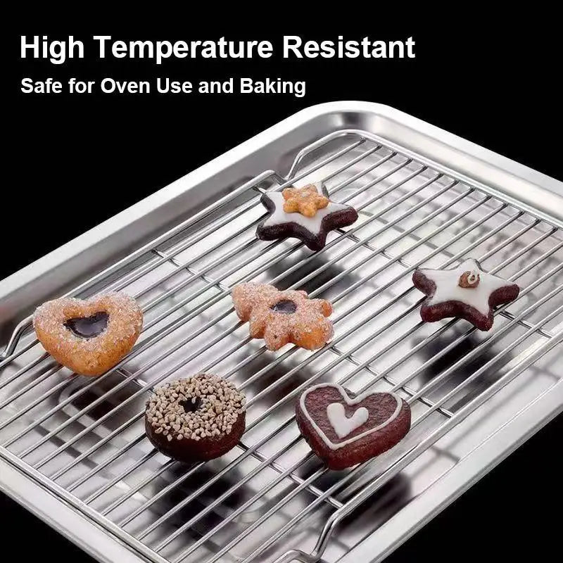 Stainless Steel Baking Tray & Removable Cooling Rack Set