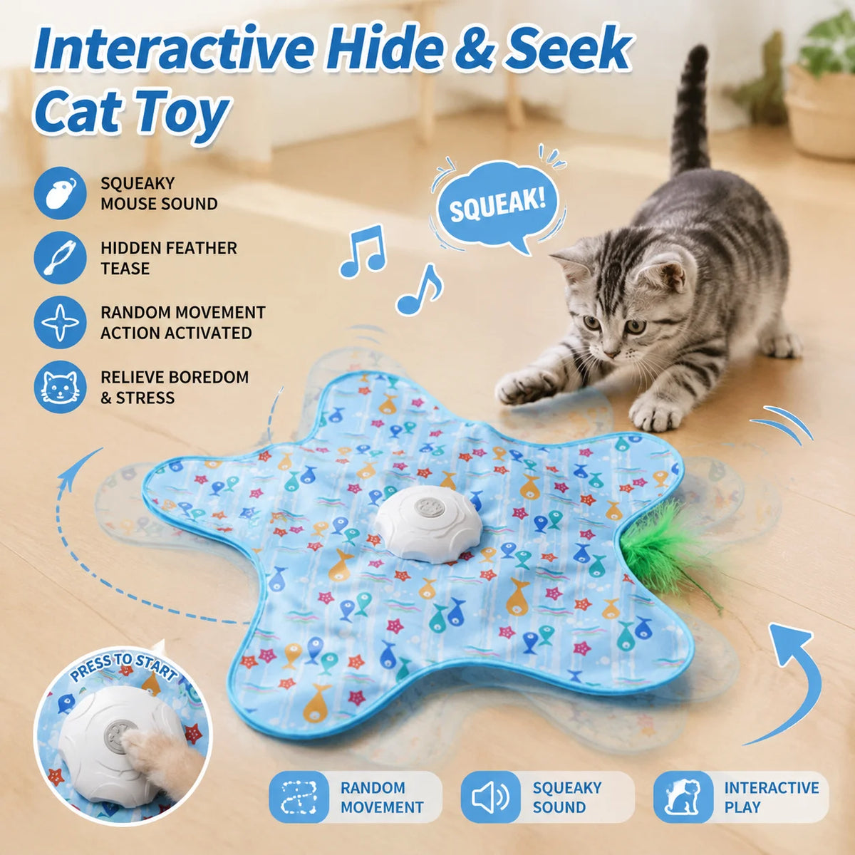 Interactive Hide & Seek Cat Toy – Feather Motion Mouse