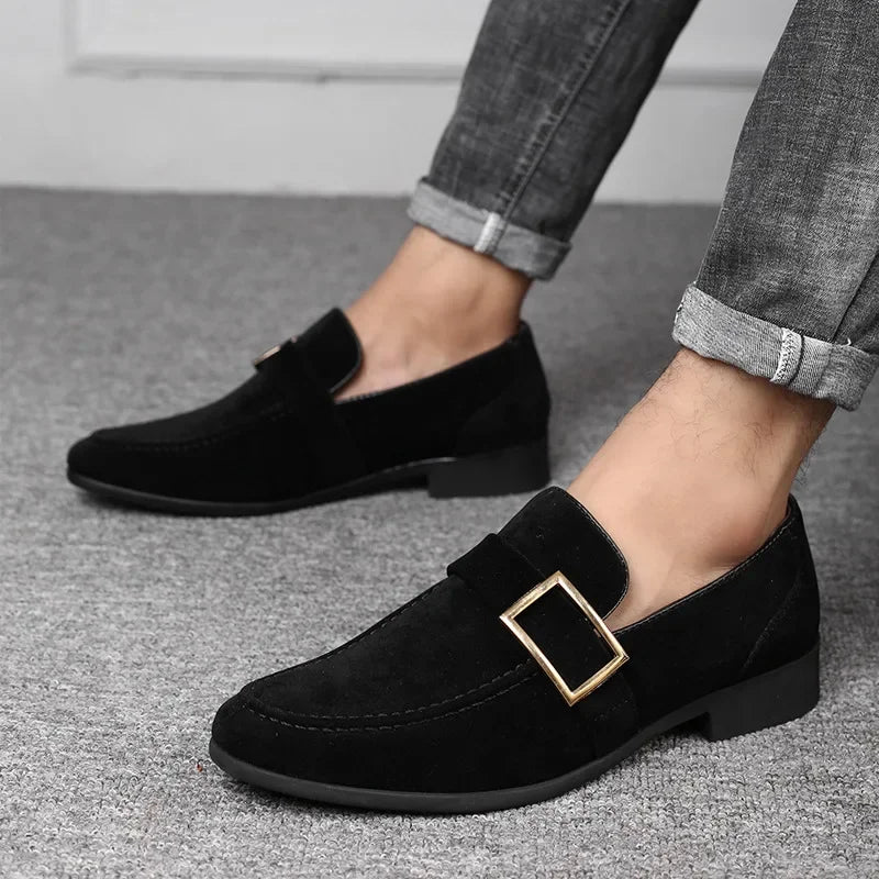Men's Faux Suede Slip-On Loafers | Formal Business Dress Shoes
