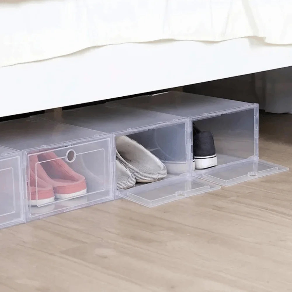Stackable Transparent Shoe Boxes – Dustproof Plastic Organizer