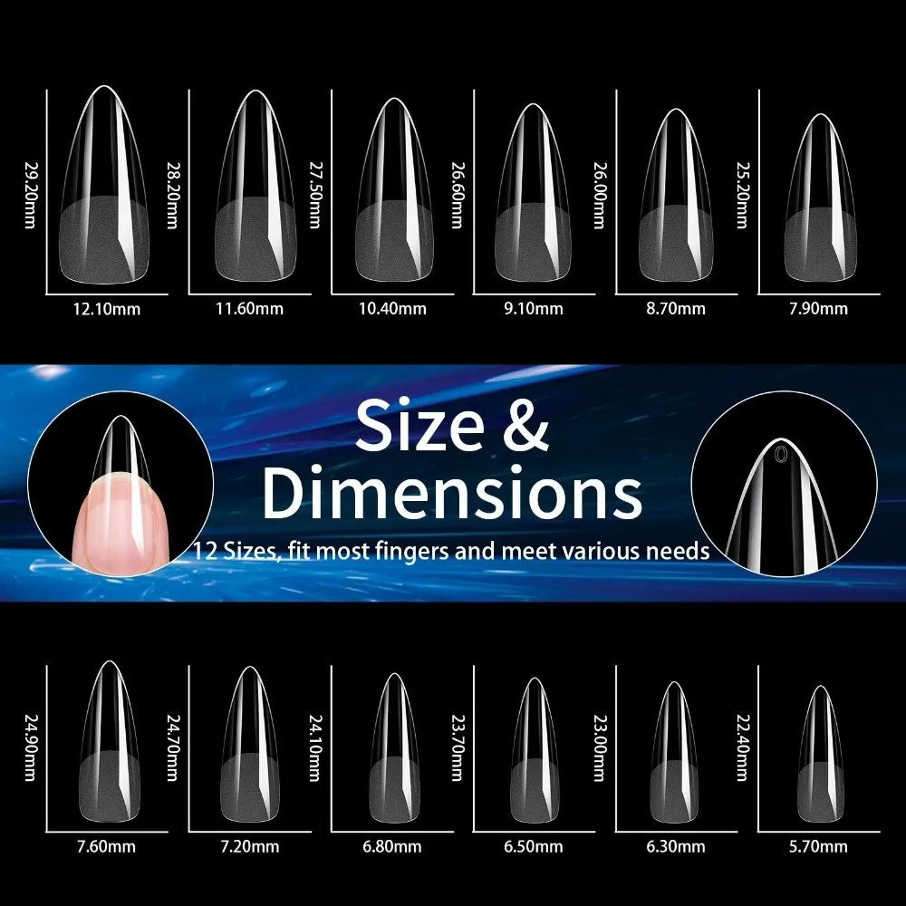 240pcs French Soft Gel Nail Tips – Almond Coffin Square