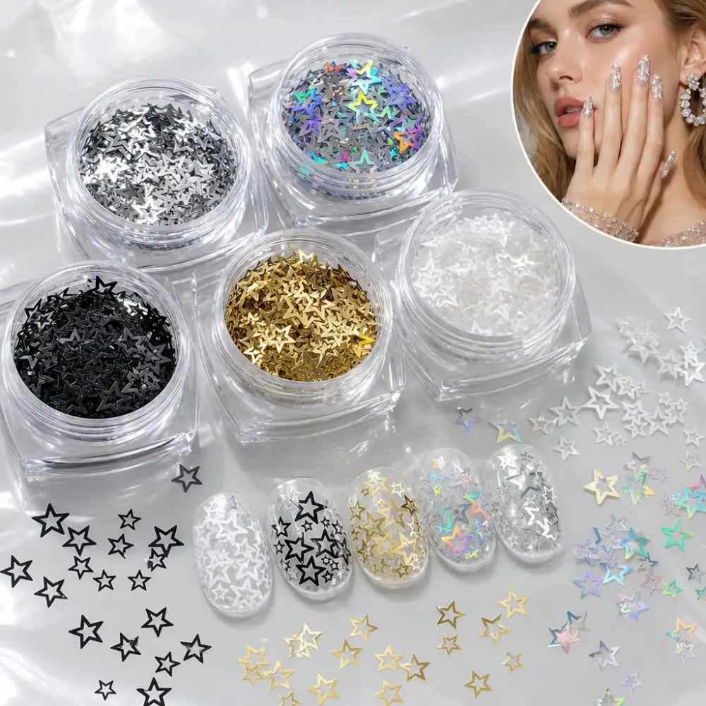 Star Glitter Nail Charms – Crystal Sequin DIY Nail Art Decor