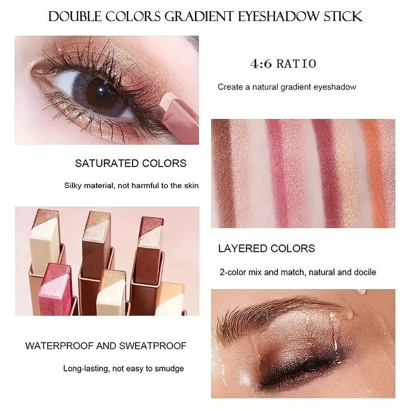 Two-Color Gradient Eye Shadow Stick – Long-Wear & Blendable