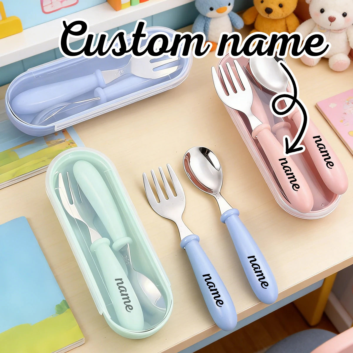 Personalized Baby Utensils – Engraved Stainless Steel Fork & Spoon
