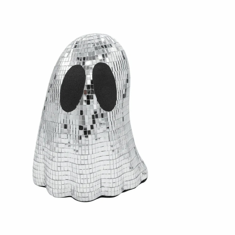 Silver Mirror Ghost Disco Ball Ornament | Halloween Décor