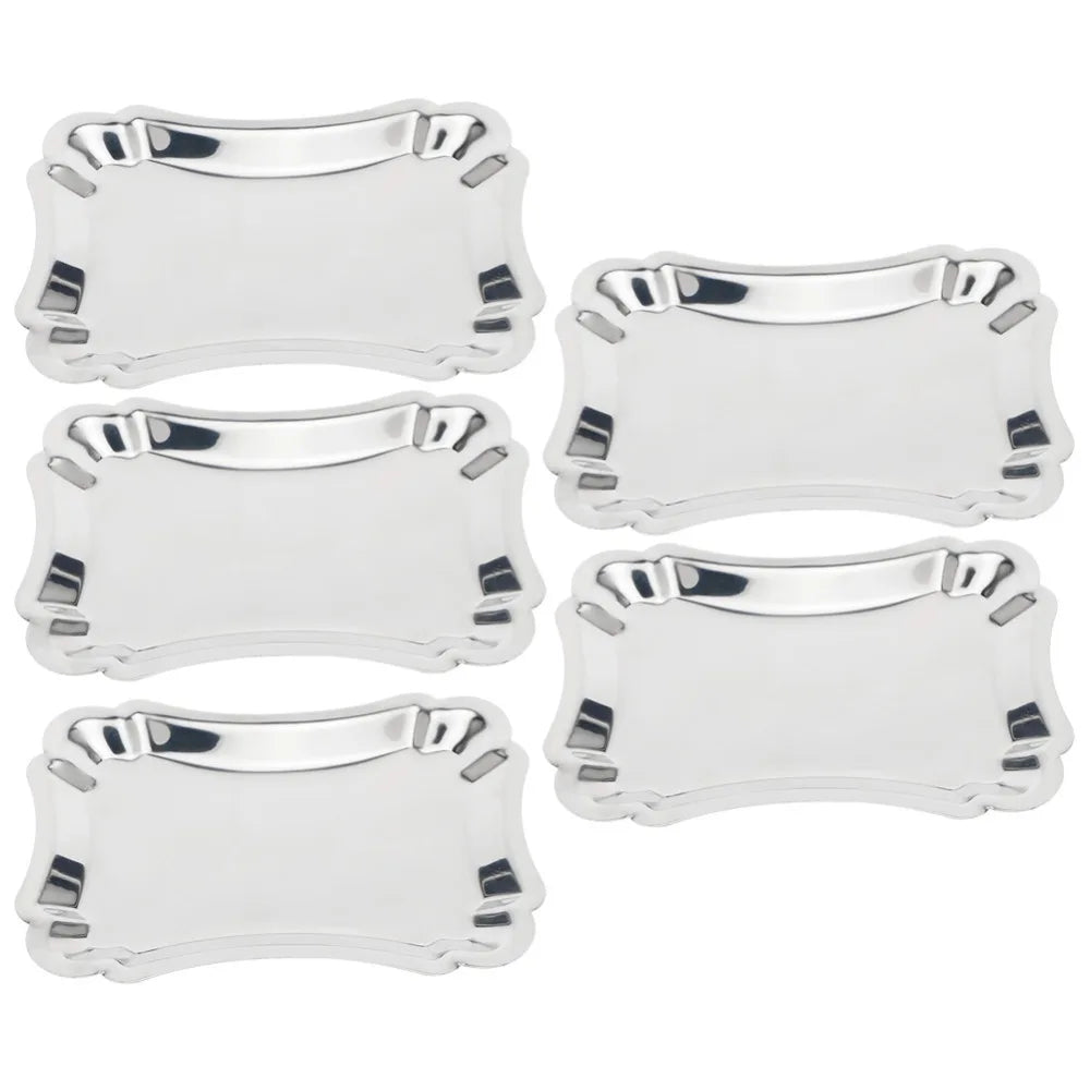 5-Pack Stainless Steel Serving Trays | Multi-Size Snack Plates