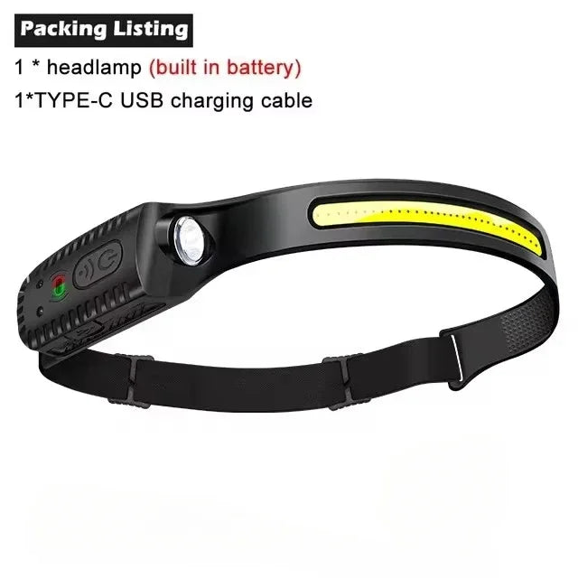 USB Rechargeable LED Headlamp – 5 Modes, Motion Sensor, IPX4