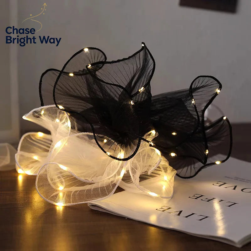LED Light-Up Mesh Lace Yarn 2M – Bouquet Wrap for Weddings