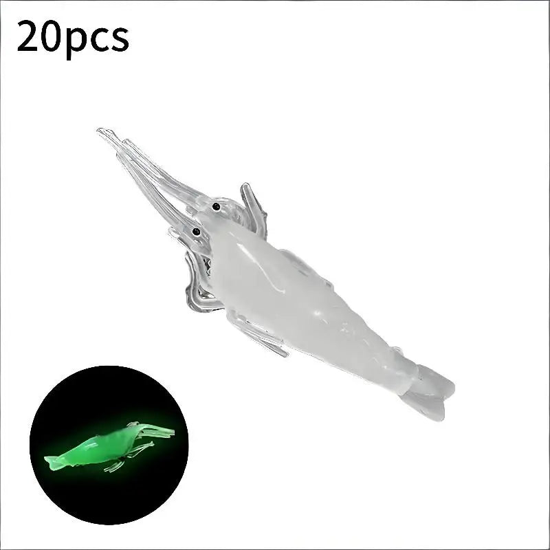 20-Pack Soft Silicone Shrimp Fishing Lures with Jig Hooks