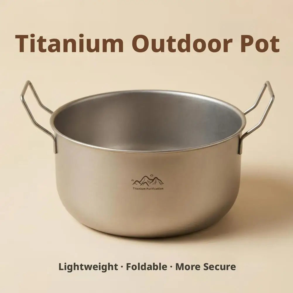 Titanium Camping Soup Pot 2-3L | Folding Handle Backpacking Cook