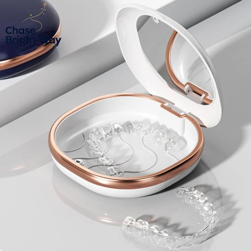 Portable Dental Retainer Case with Mirror | Travel Storage