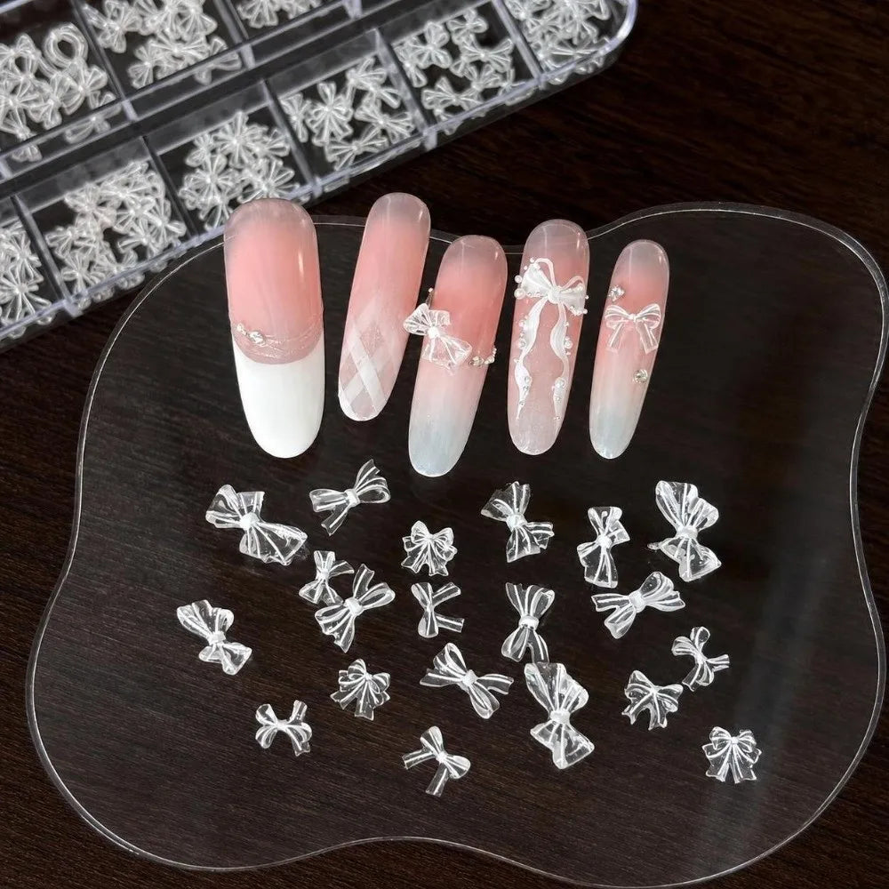 12-Grid Nail Art Kit – 3D Bowknot Glitter Charms & Sequins