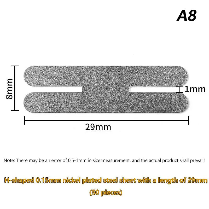 50Pcs T-Shape Nickel Tabs – 18650 Battery Spot Welding Strips