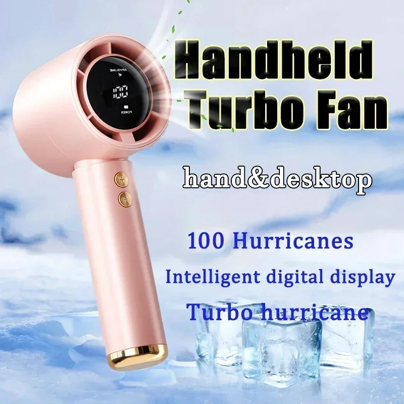 USB Mini Turbo Handheld Fan – 100-Speed Rechargeable Portable