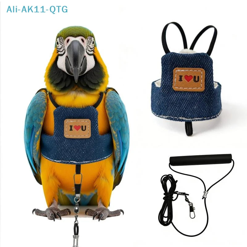 Cowboy Parrot Harness Vest & Leash – Small & Medium Birds