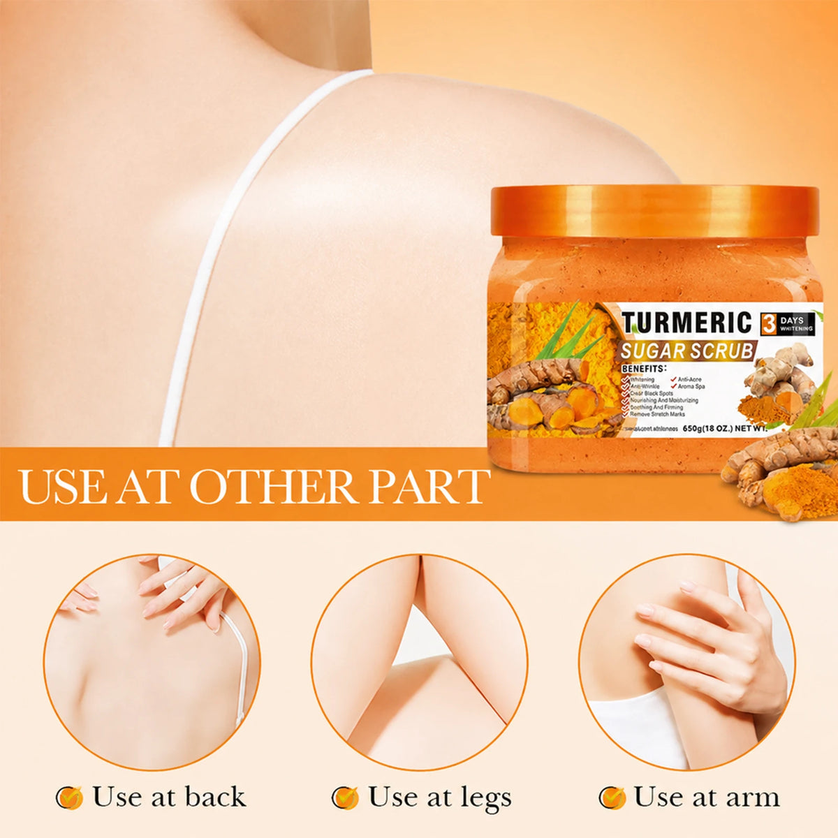 Turmeric Sugar Body Scrub 650g – Natural Brightening Exfoliator