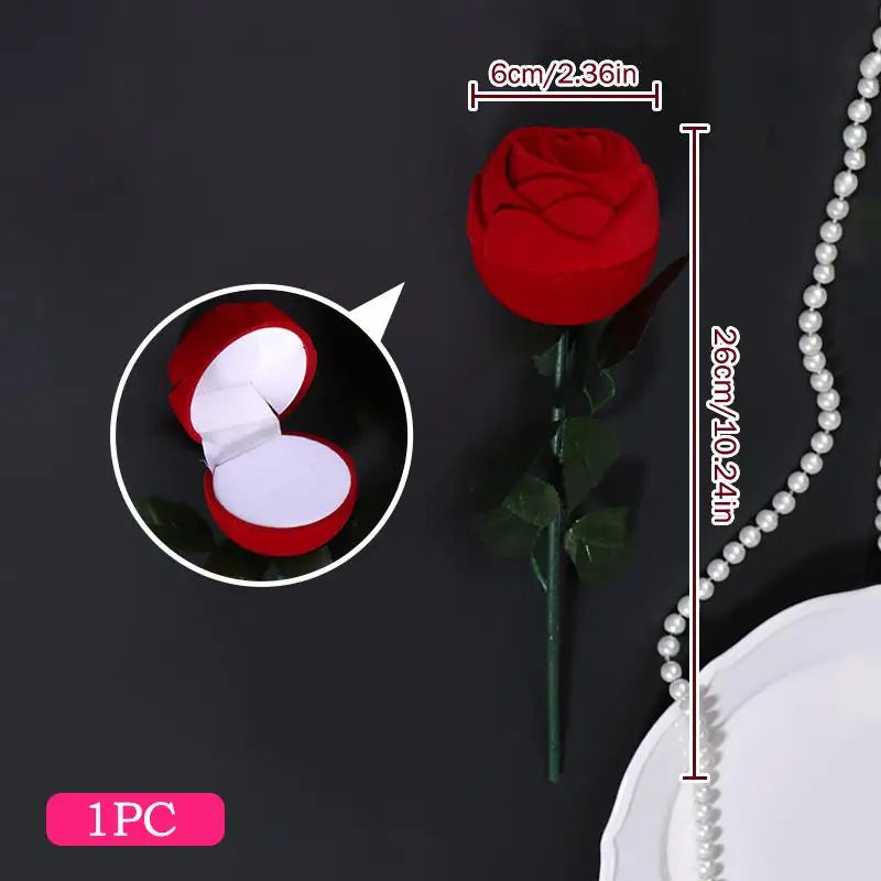 Velvet Flocked Ring Box – Rose Heart Jewelry Gift Case