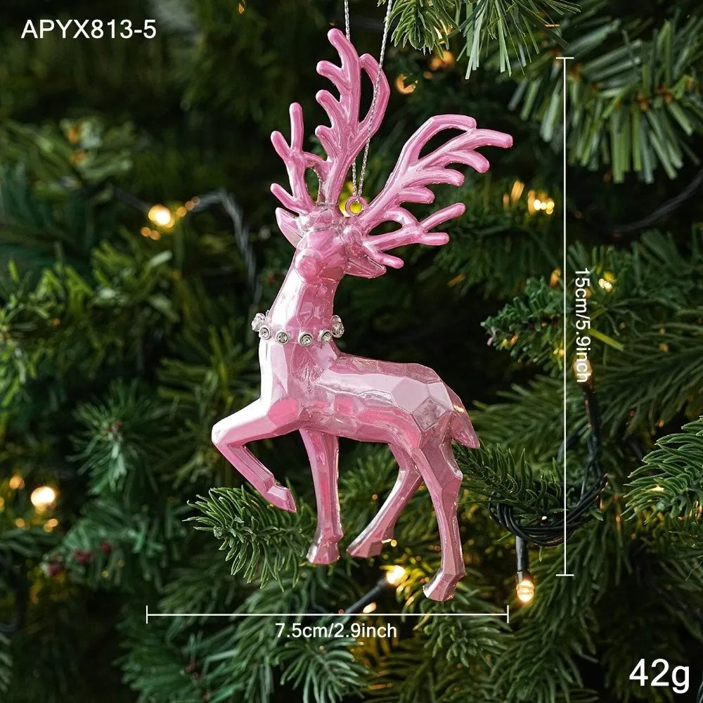 Pink Glitter Christmas Ornaments – Assorted Novelty Shapes