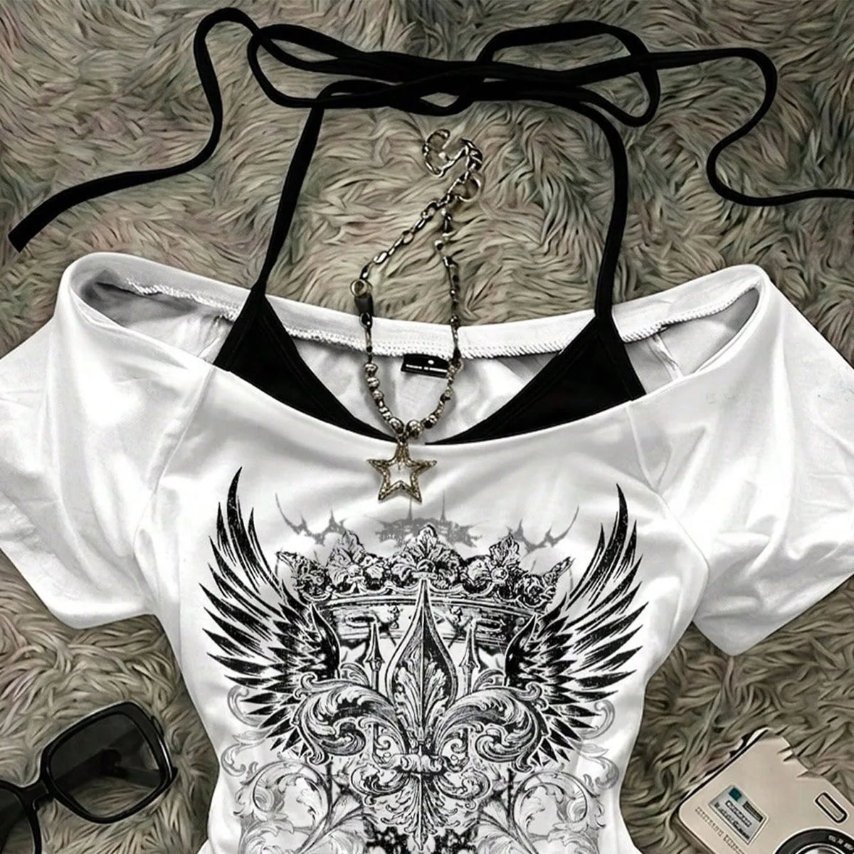 Y2K Harajuku Fake Two-Piece Slim Fit T-Shirt | Women's Top