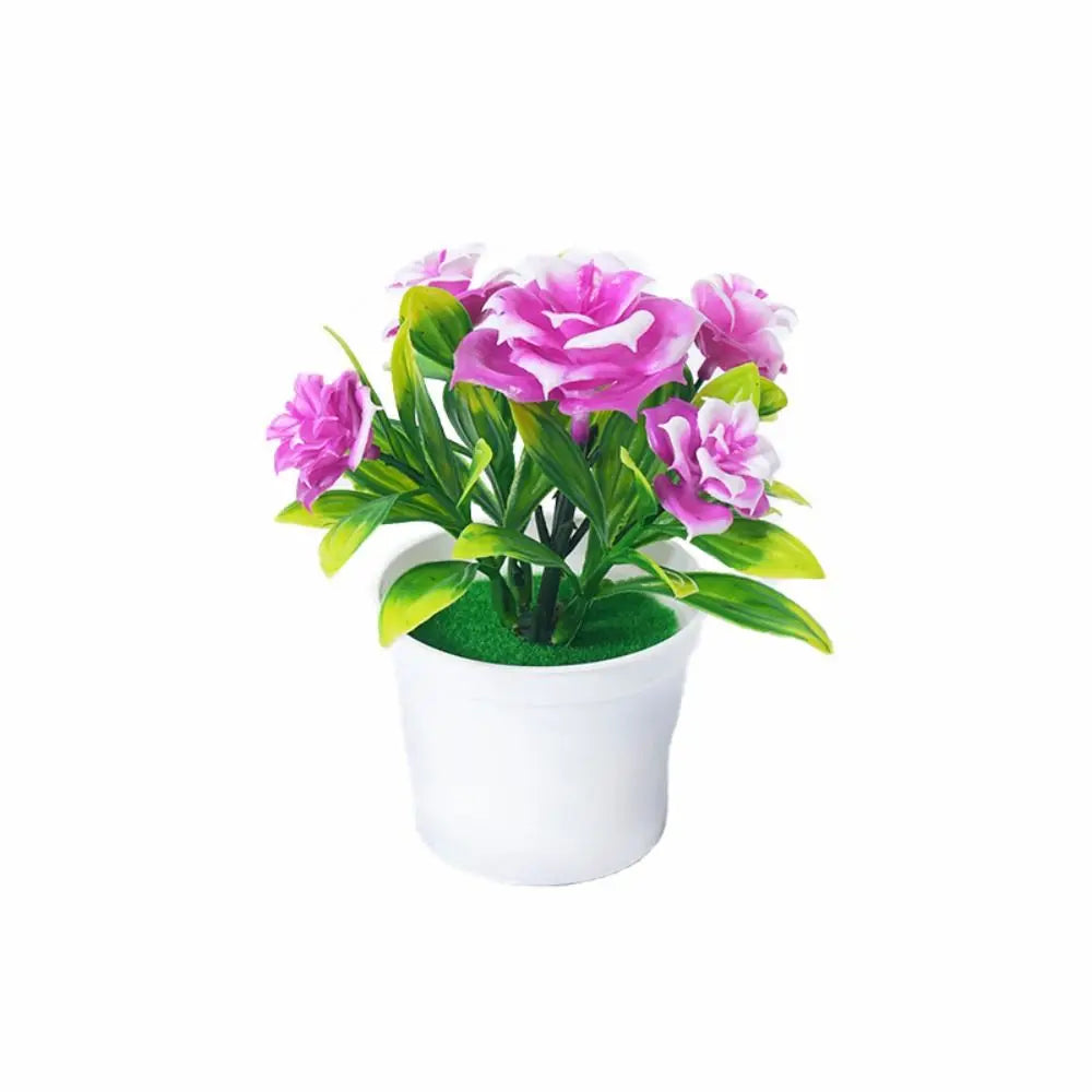 Multicolor Artificial Rose Bonsai – Potted Simulation Flower Decor