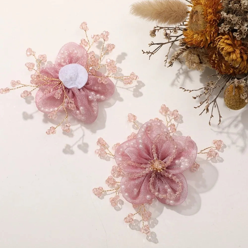 Crystal Bead Organza Flower Applique – DIY Hair Accessory