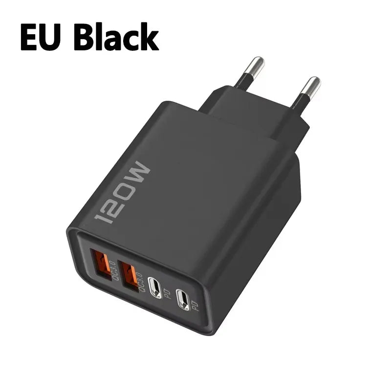 4-Port 120W USB-C PD & QC 3.0 Fast Charging Wall Adapter