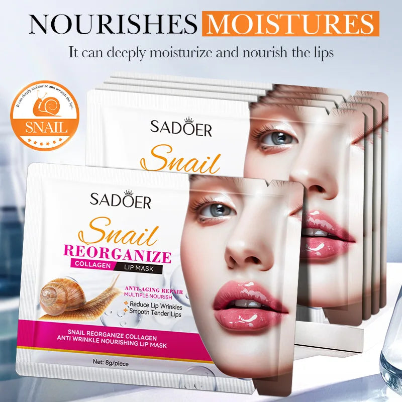 SADOER Snail Collagen Lip Mask – Moisturizing Plumping Patches