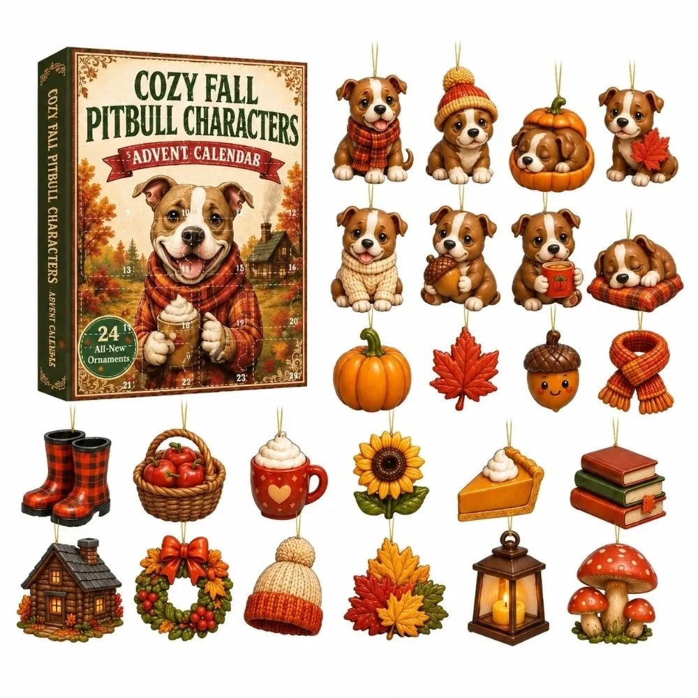 24-Piece Pug Advent Calendar – Acrylic Christmas Ornaments