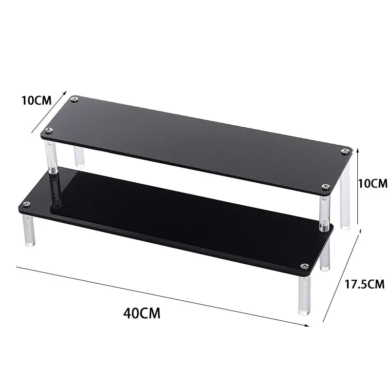 Black Acrylic Display Stand Riser 1–5 Tier Organizer Rack