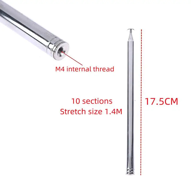 Telescopic FM AM Radio Antenna – 140cm 10-Section Stainless Steel