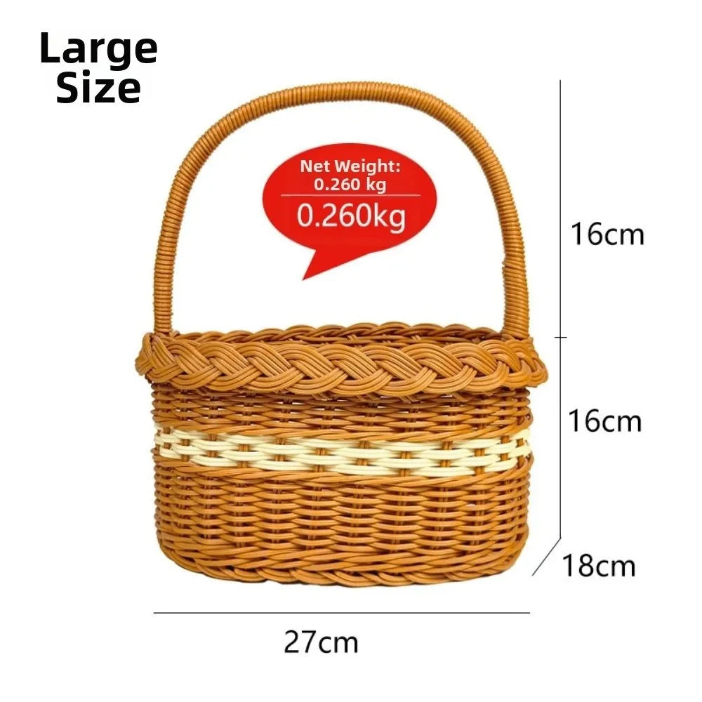 Handwoven Rattan Flower Basket with Handle – 2 Sizes