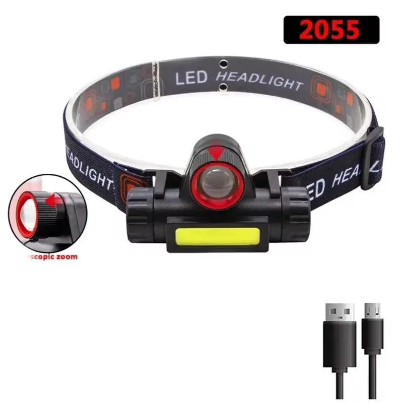 Rechargeable LED Headlamp XPE COB Dual Light & Magnet Base