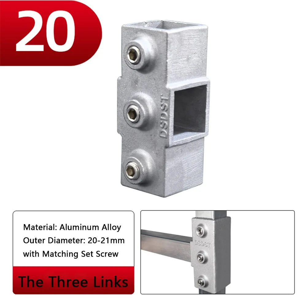 Aluminum Alloy Square Tube Pipe Clamp Connector | 3 Sizes