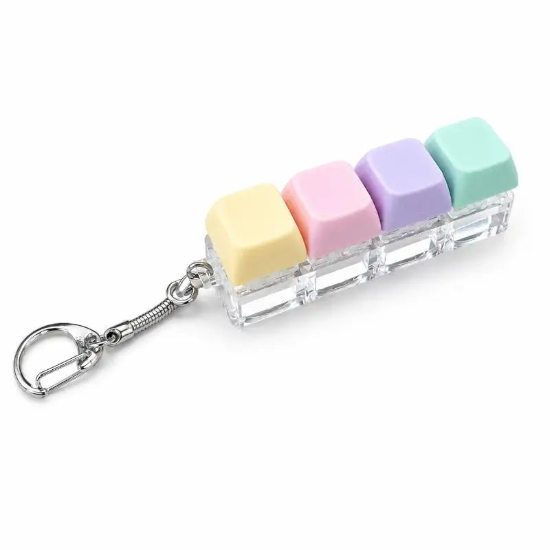 Mechanical Keyboard Fidget Keychain – LED Light-Up Press Toy