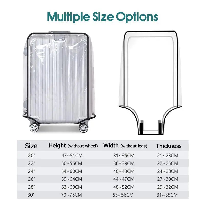 Transparent PVC Luggage Cover | Waterproof 20–30 Inch Suitcase